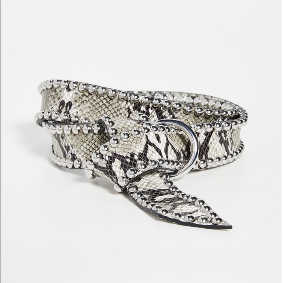 B-Low the Belt - Mia Moto Python snakeskin O/S wrap belt (silver/white) - Picture 5 of 6